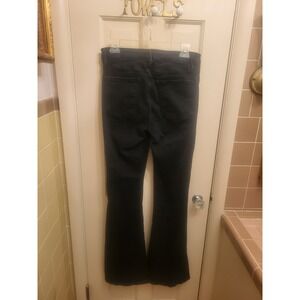 FRAME Flared Black Denim Jeans Solid Pattern Zip Button 5-Pocket Women's
